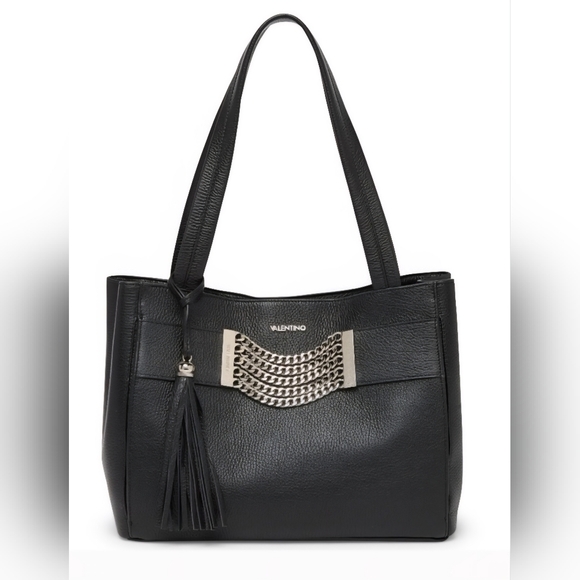 Valentino By Mario Valentino Black Leather Tote Bag - Picture 1 of 14
